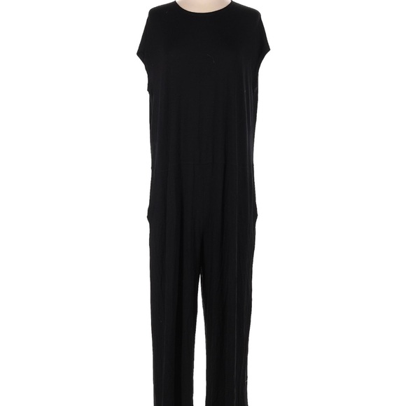 Eileen Fisher Black Sleeveless Wide Leg Jumpsuit Size Large comfy chic classy - Picture 1 of 3